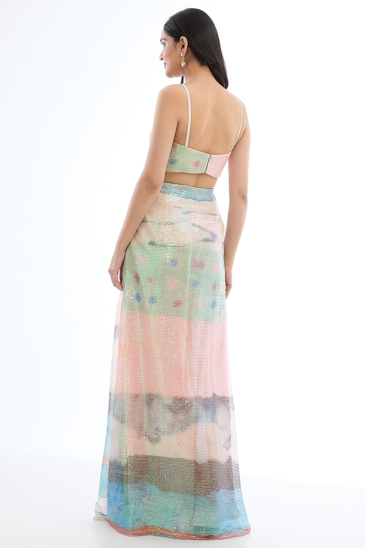 Multi-Colored Sequins Tulle Printed Wedding Lehenga Set by Aisha Rao at Pernia's Pop Up Shop