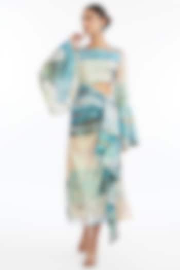 Aurora Sequins Tulle Printed Asymmetric Midi Dress by Aisha Rao