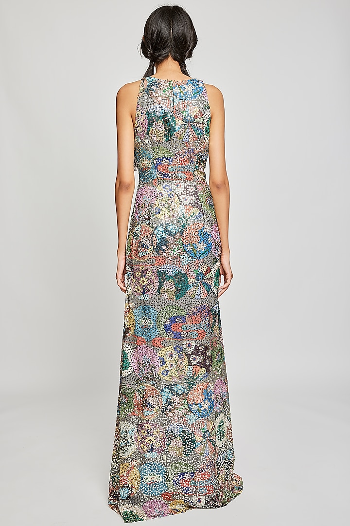 Grey Sequins Printed & Embellished Engagement Gown by Aisha Rao at Pernia's Pop Up Shop
