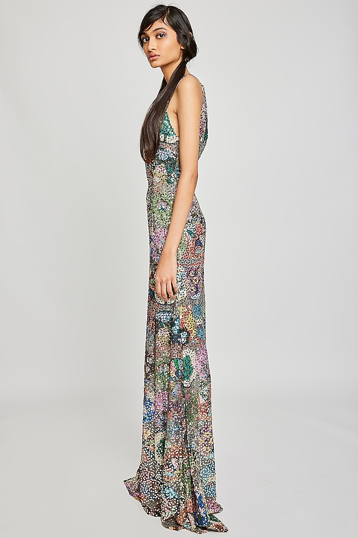 Grey Sequins Printed & Embellished Engagement Gown by Aisha Rao at Pernia's Pop Up Shop
