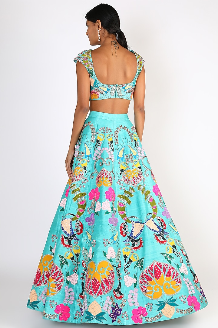 Avatar Blue Embellished Bridal Lehenga Set by Aisha Rao at Pernia's Pop Up Shop