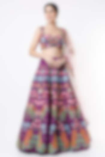 Purple Embroidered Bridal Lehenga Set by Aisha Rao at Pernia's Pop Up Shop