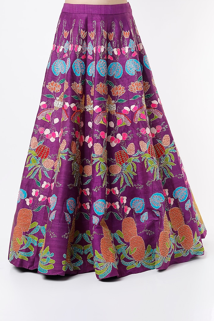 Purple Embroidered Bridal Lehenga Set by Aisha Rao at Pernia's Pop Up Shop