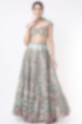 Ivory Embroidered Kalidar Bridal Lehenga Set by Aisha Rao at Pernia's Pop Up Shop