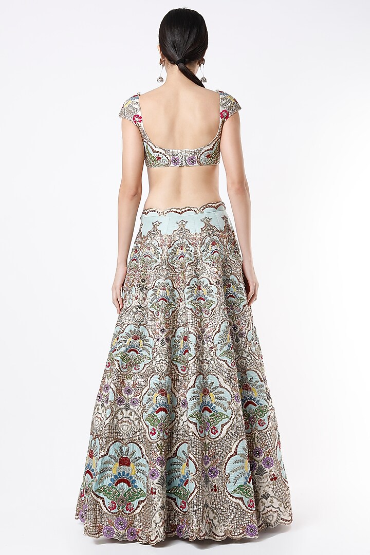 Ivory Embroidered Kalidar Bridal Lehenga Set by Aisha Rao at Pernia's Pop Up Shop