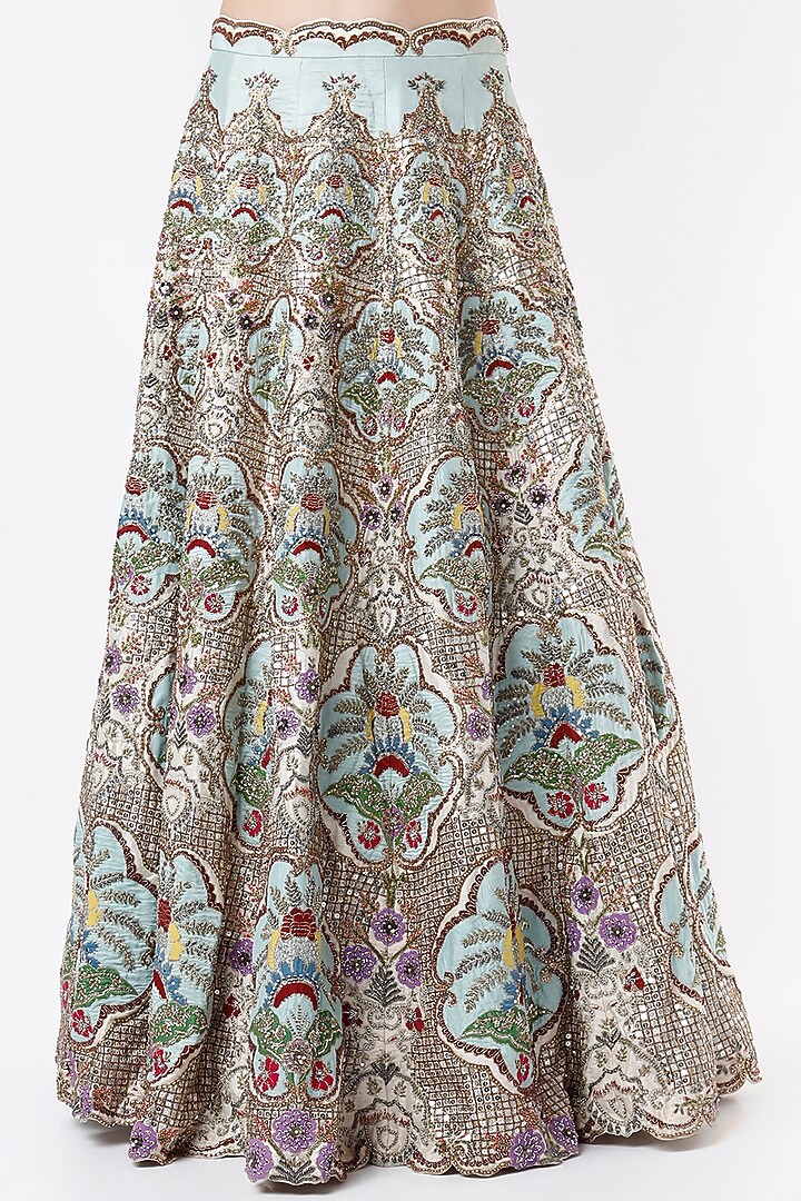 Ivory Embroidered Kalidar Bridal Lehenga Set by Aisha Rao at Pernia's Pop Up Shop