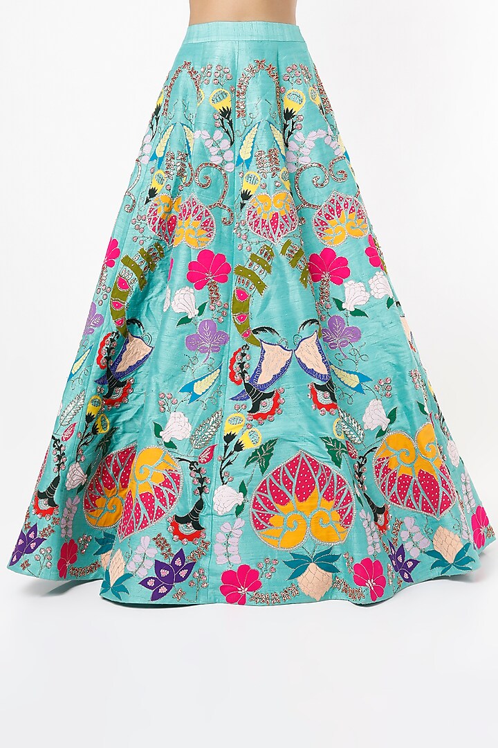 Avatar Blue Embroidered Bridal Lehenga Set by Aisha Rao at Pernia's Pop Up Shop