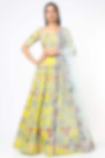 Lemon Yellow Embellished Bridal Lehenga Set by Aisha Rao at Pernia's Pop Up Shop