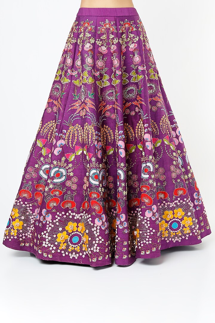 Purple Embellished Bridal Lehenga Set by Aisha Rao at Pernia's Pop Up Shop