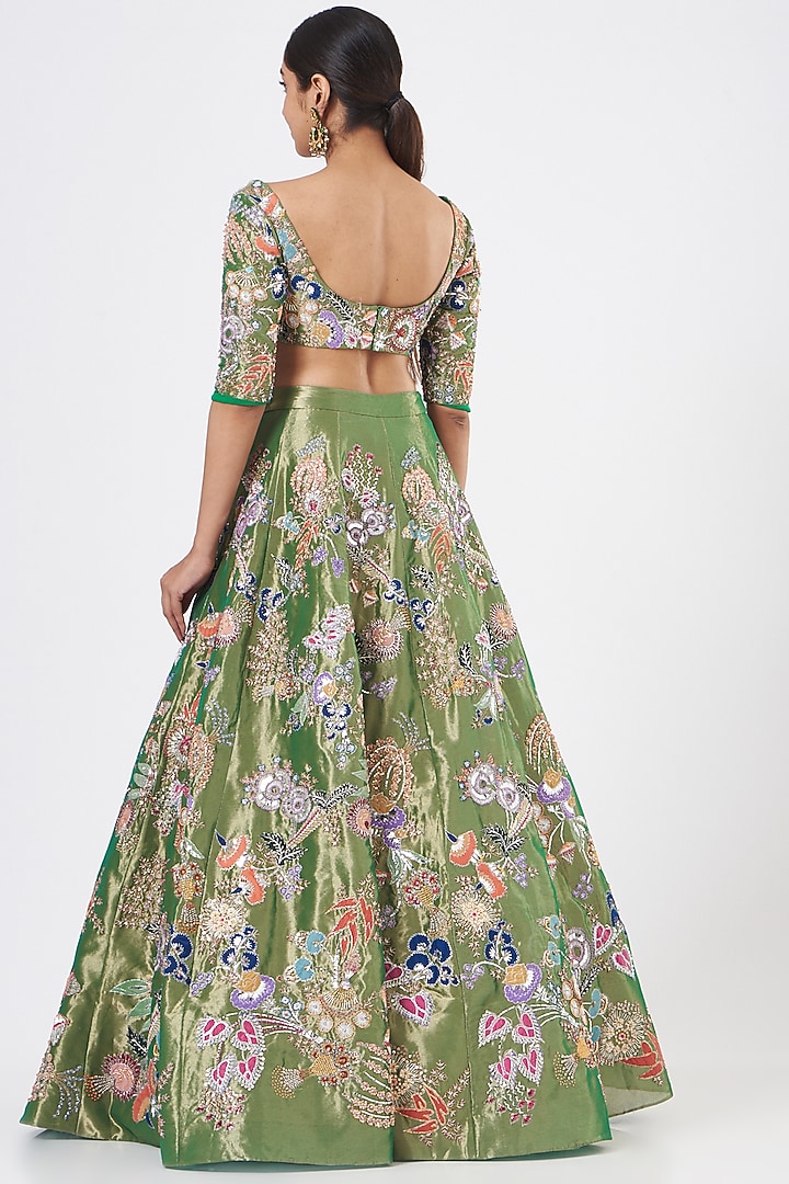Mint Green Embellished Bridal Lehenga Set by Aisha Rao at Pernia's Pop Up Shop