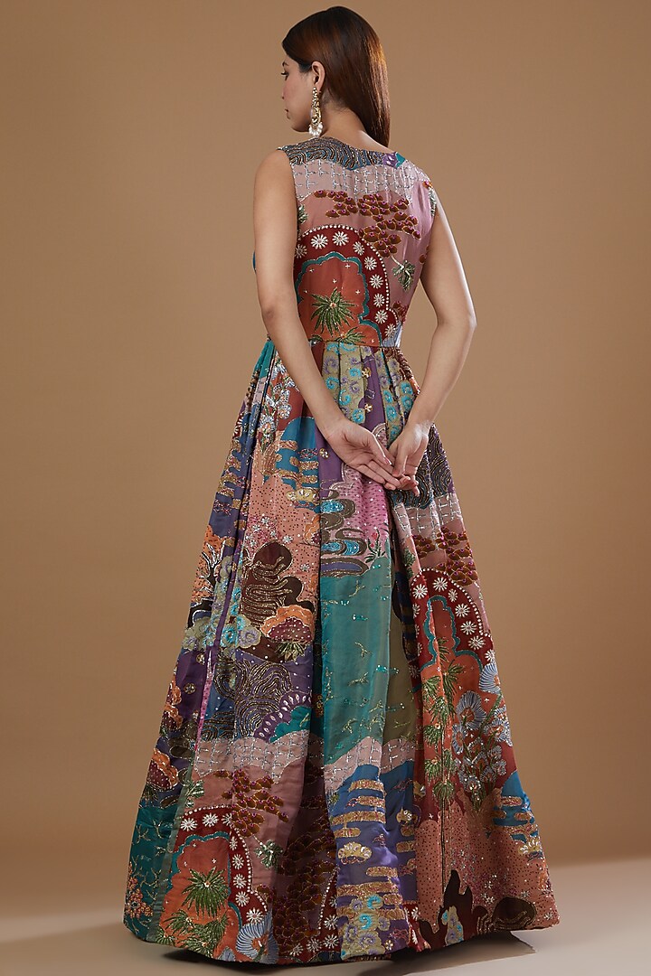 Multi-Colored Tissue Organza Printed Gown by Aisha Rao at Pernia's Pop Up Shop
