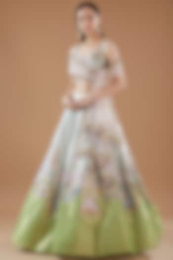 Ivory & Lime Tissue Embellished Bridal Lehenga Set by Aisha Rao at Pernia's Pop Up Shop