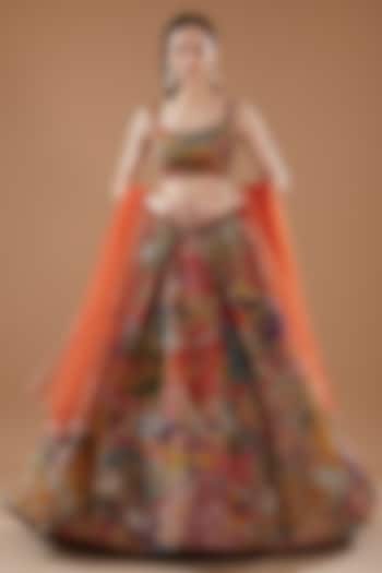 Multi-Colored Organza Printed Lehenga Set by Aisha Rao