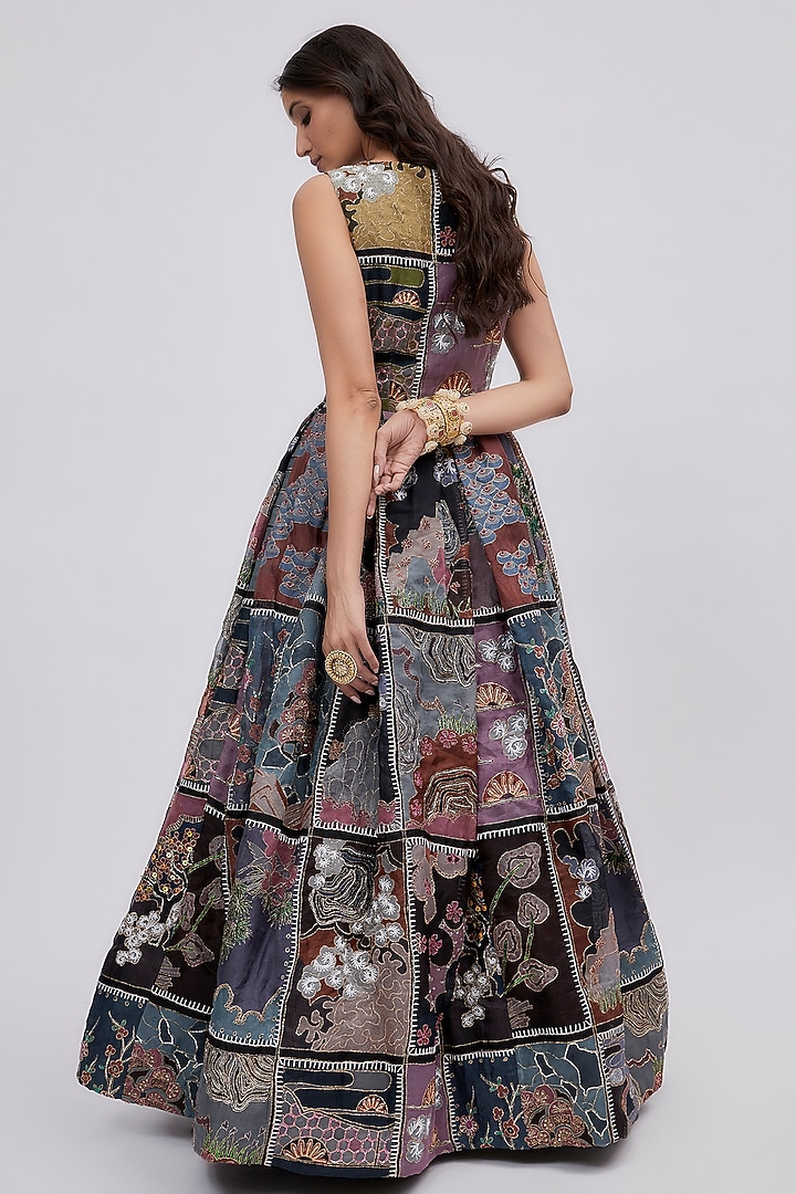 Multi-Colored Organza Printed & Embellished Bridal Gown by Aisha Rao at Pernia's Pop Up Shop