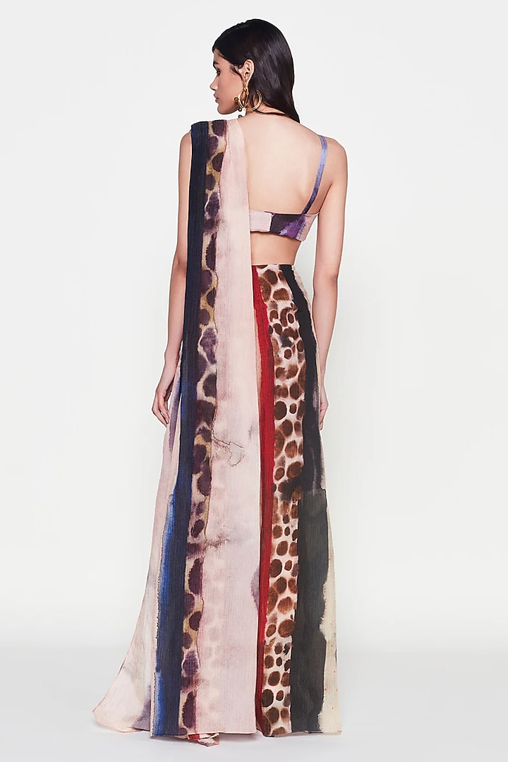 Mist Purple Cupro Applique Embellished Pre-Draped Wedding Saree by Aisha Rao at Pernia's Pop Up Shop