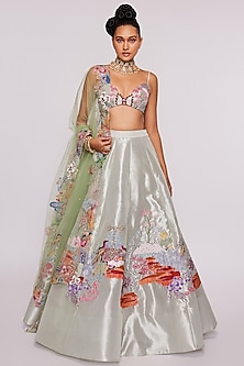 Ivory Embellished Lehenga Set by Aisha Rao-AISHA RAO