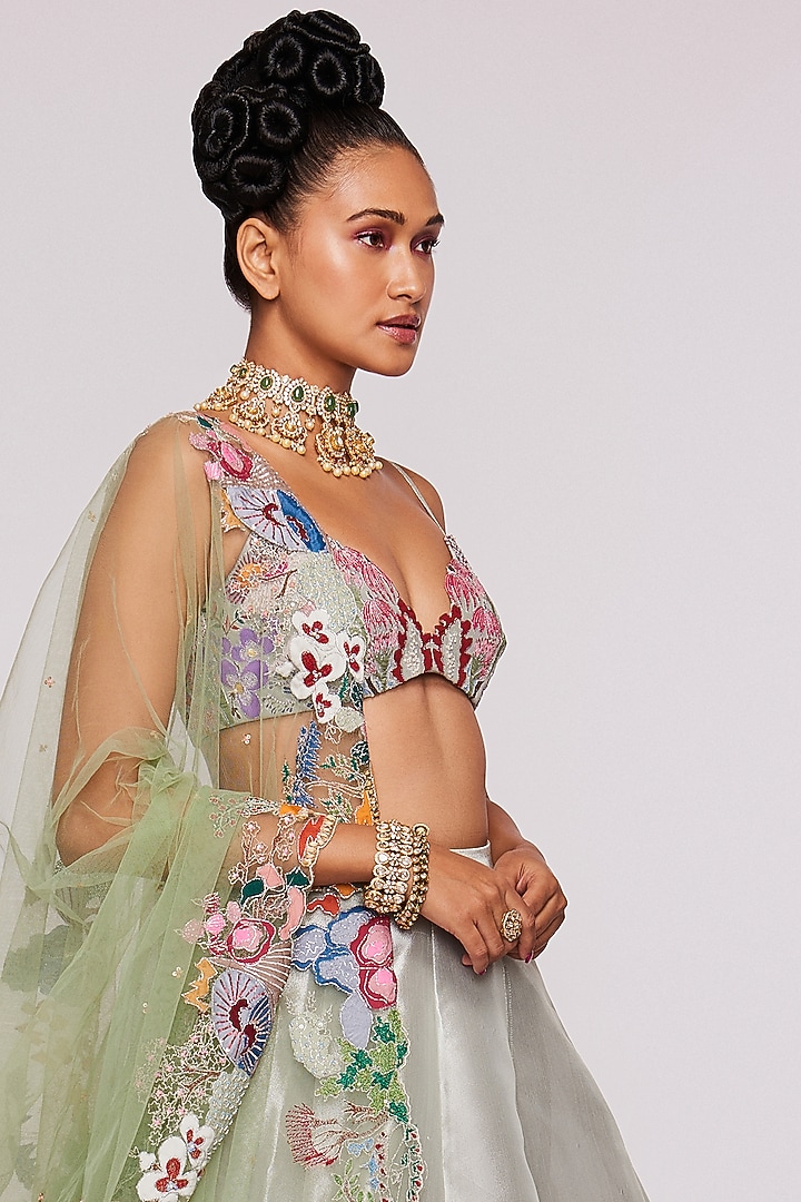 Ivory Embellished Bridal Lehenga Set by Aisha Rao at Pernia's Pop Up Shop