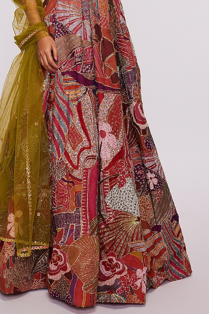 Pink Printed & Embellished Bridal Lehenga Set by Aisha Rao at Pernia's Pop Up Shop