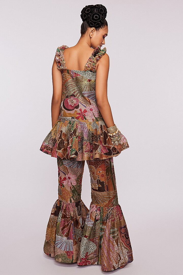 Multi-Colored Printed & Embellished Bridal Sharara Set by Aisha Rao at Pernia's Pop Up Shop