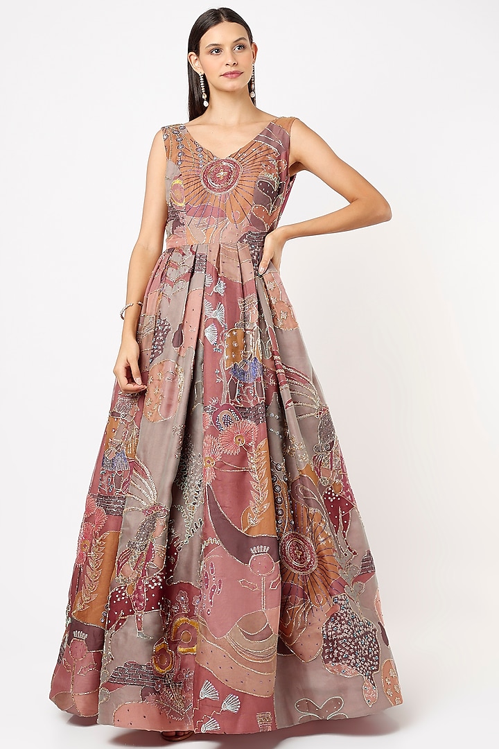 Peach Embellished Gown by Aisha Rao