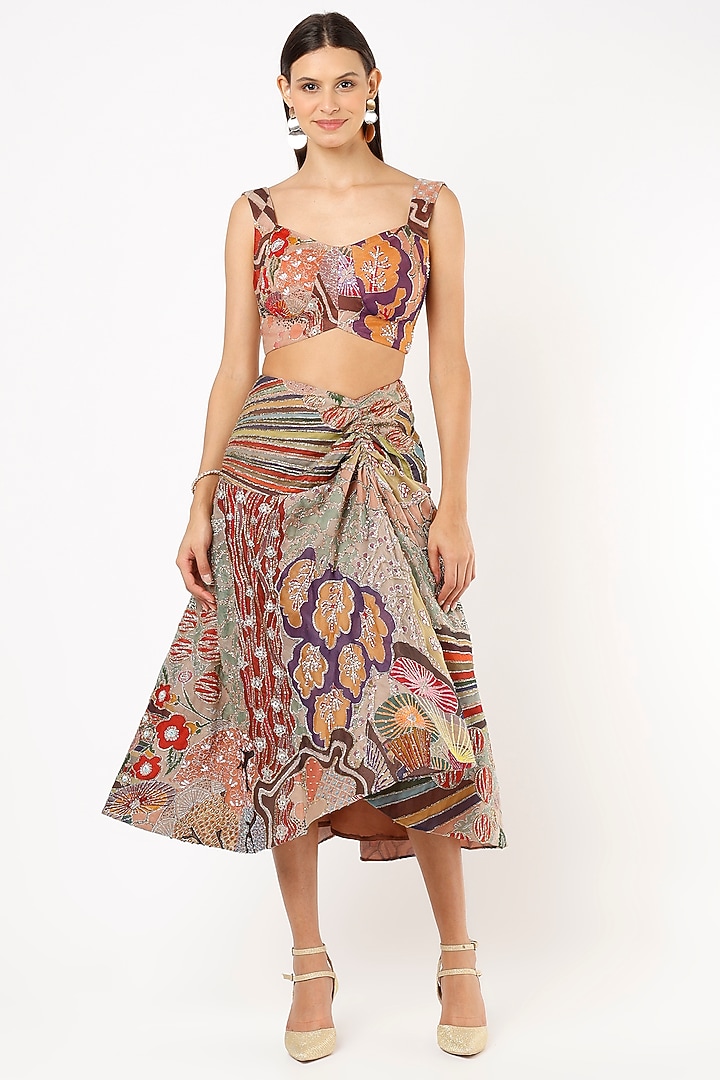 Multi-Colored Embellished Skirt Set by Aisha Rao at Pernia's Pop Up Shop