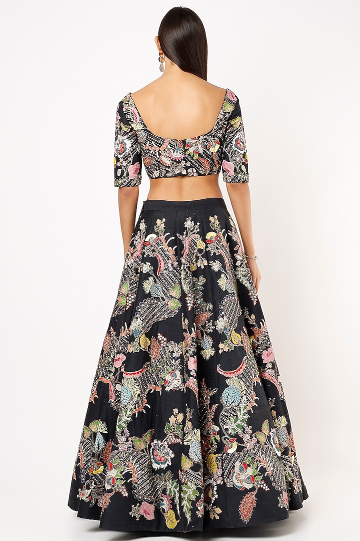 Black Embellished Bridal Lehenga Set by Aisha Rao at Pernia's Pop Up Shop