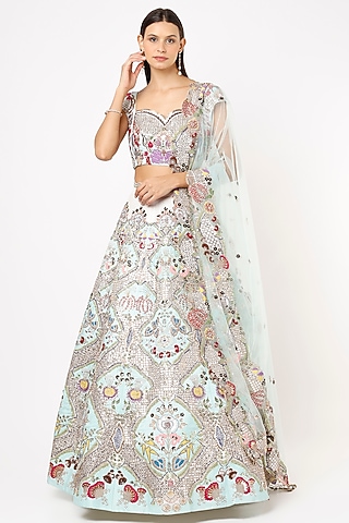Ivory Embellished Lehenga Set by Aisha Rao