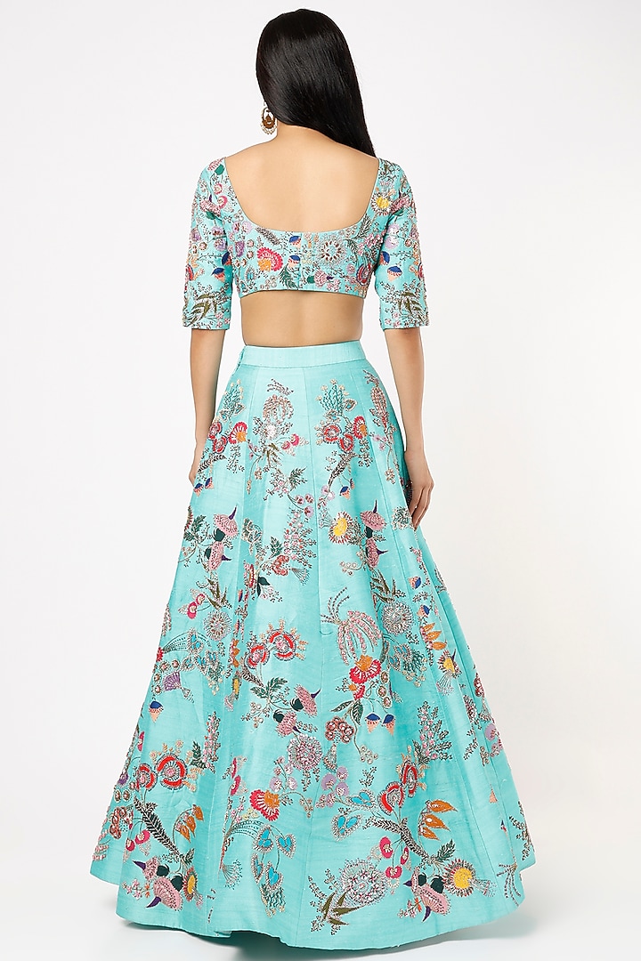 Avatar Blue Embellished Bridal Lehenga Set by Aisha Rao at Pernia's Pop Up Shop