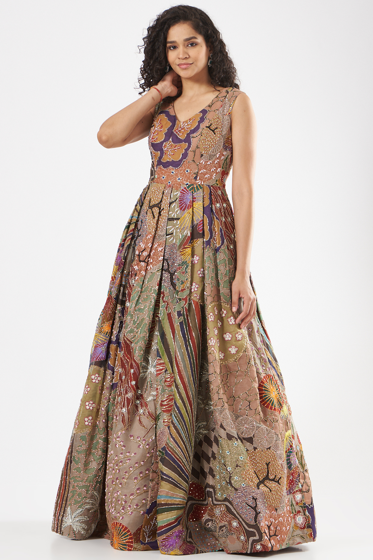 Multi-Colored Printed Organza Wedding Gown by Aisha Rao at Pernia's Pop Up Shop