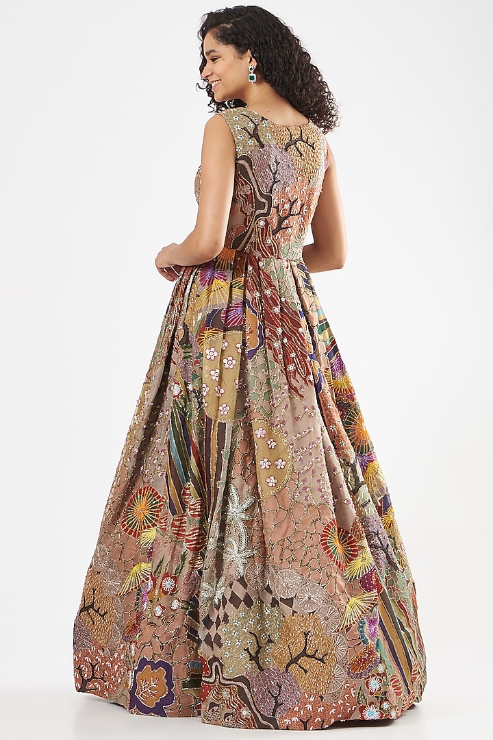 Multi-Colored Printed Organza Bridal Gown by Aisha Rao at Pernia's Pop Up Shop