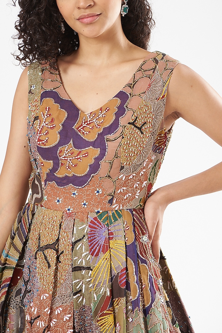 Multi-Colored Printed Organza Bridal Gown by Aisha Rao at Pernia's Pop Up Shop