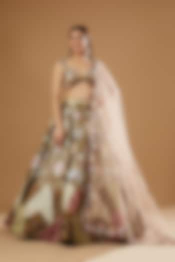 Brown Tissue Embroidered Bridal Lehenga Set by Aisha Rao at Pernia's Pop Up Shop