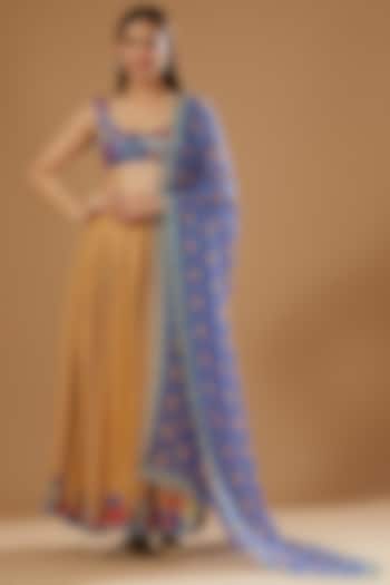 Yellow Dobby Printed & Embellished Wedding Lehenga Set by Aisha Rao at Pernia's Pop Up Shop