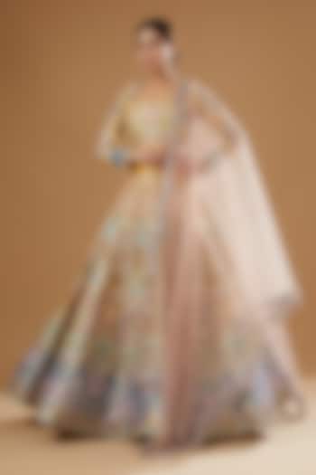 Yellow Tissue Embellished Kalidar Bridal lehenga for 22 Lehenga Set by Aisha Rao at Pernia's Pop Up Shop