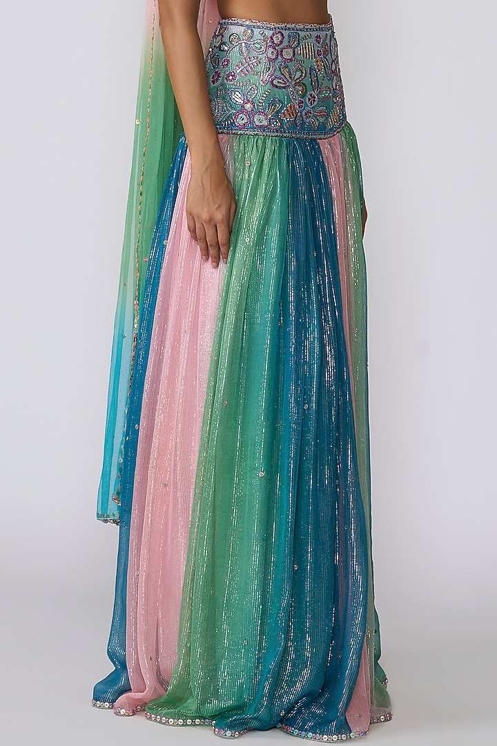 Aurora Sequins Embroidered & Printed Wedding Lehenga Set by Aisha Rao at Pernia's Pop Up Shop