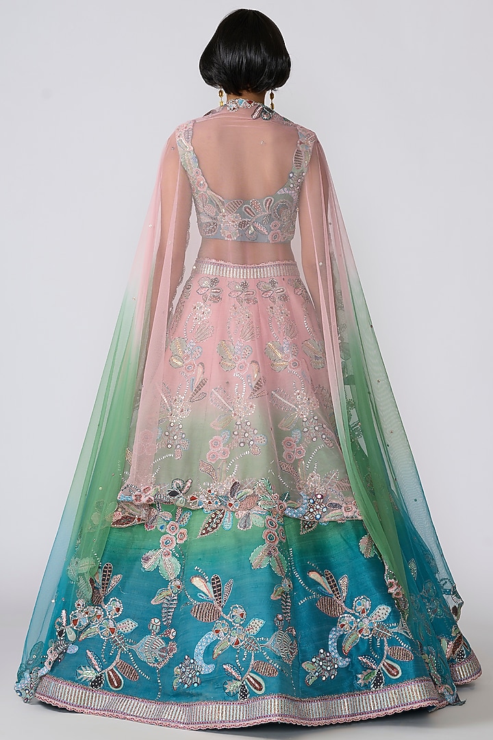 Aurora Raw Silk Applique Embellished Bridal Lehenga Set by Aisha Rao at Pernia's Pop Up Shop