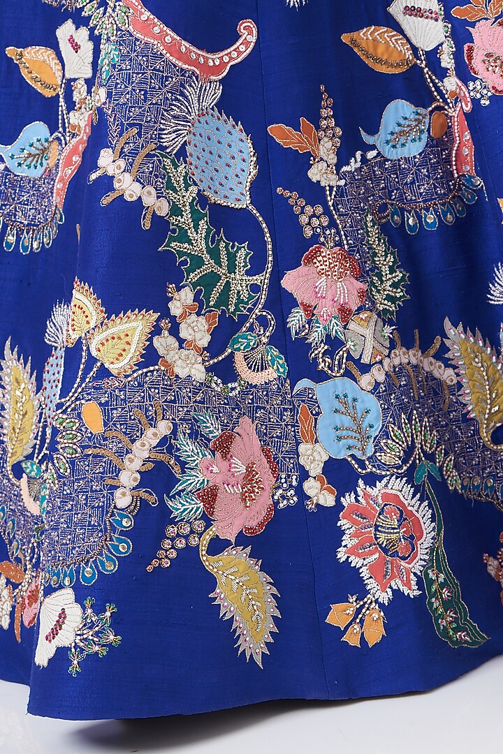 Electric Blue Embellished Bridal Lehenga Set by Aisha Rao at Pernia's Pop Up Shop