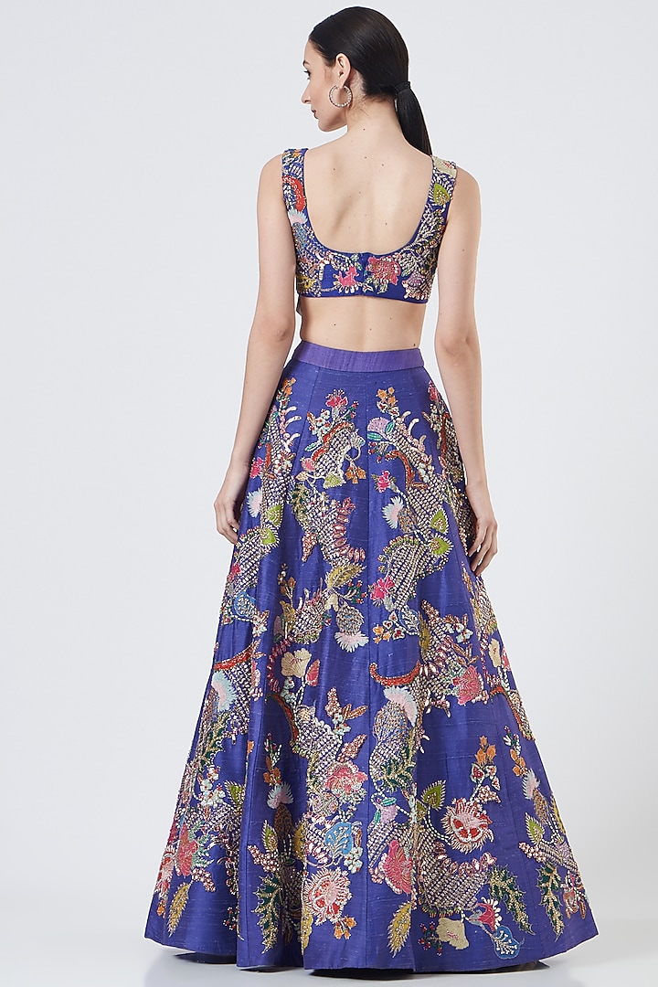 Violet Embelished Bridal Lehenga Set by Aisha Rao at Pernia's Pop Up Shop