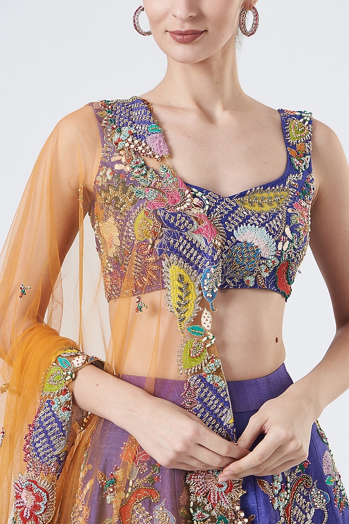 Violet Embelished Bridal Lehenga Set by Aisha Rao at Pernia's Pop Up Shop