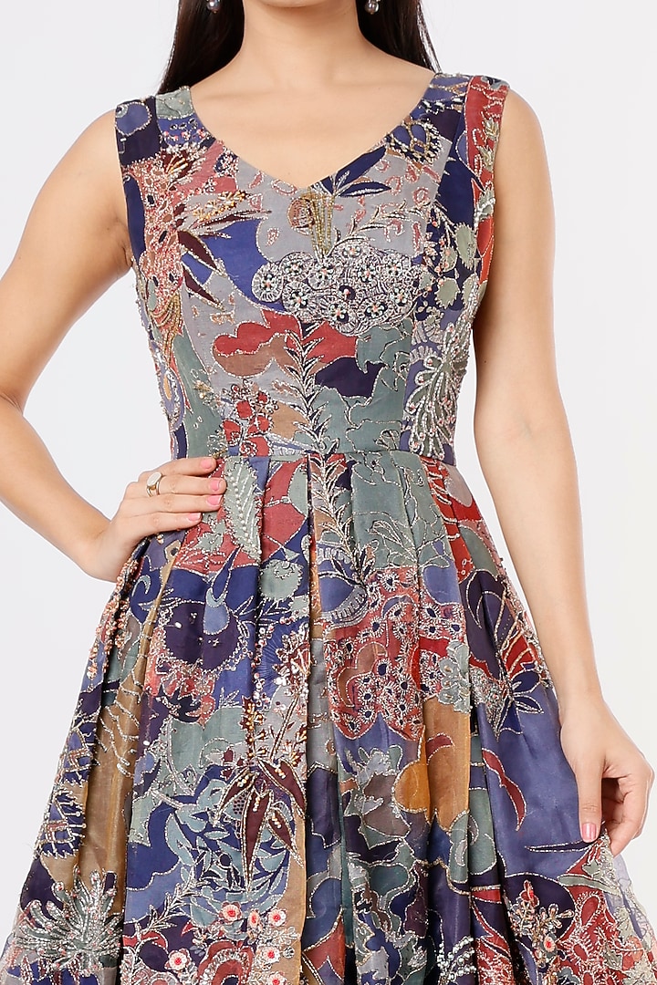 Violet Organza Printed Wedding Gown by Aisha Rao at Pernia's Pop Up Shop
