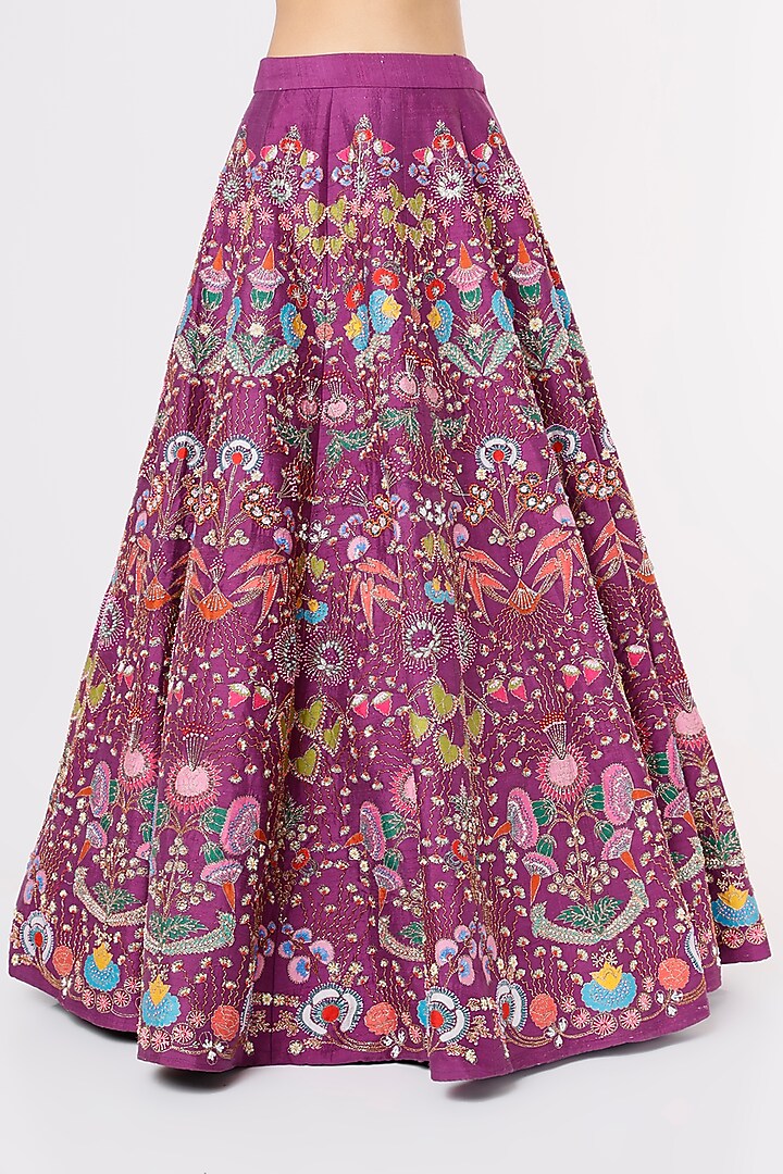 Purple Embellished Bridal Lehenga Set by Aisha Rao at Pernia's Pop Up Shop