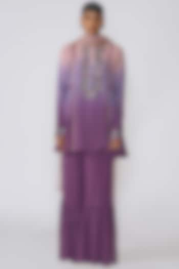 Amethyst Viscose Georgette Embellished Short Kurta Set by Aisha Rao at Pernia's Pop Up Shop
