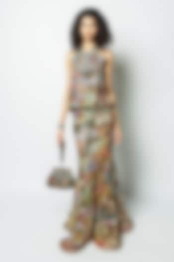 Multi-Colored Tulle Block Printed & Applique Embellished Mermaid Wedding Gown by Aisha Rao at Pernia's Pop Up Shop