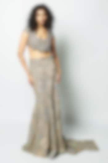 Baby Pink Mesh Applique Embellished Bridal Lehenga Set by Aisha Rao at Pernia's Pop Up Shop