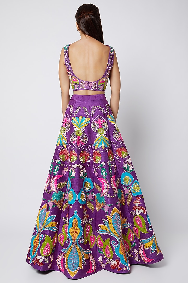 Purple Embellished Bridal Lehenga Set by Aisha Rao at Pernia's Pop Up Shop