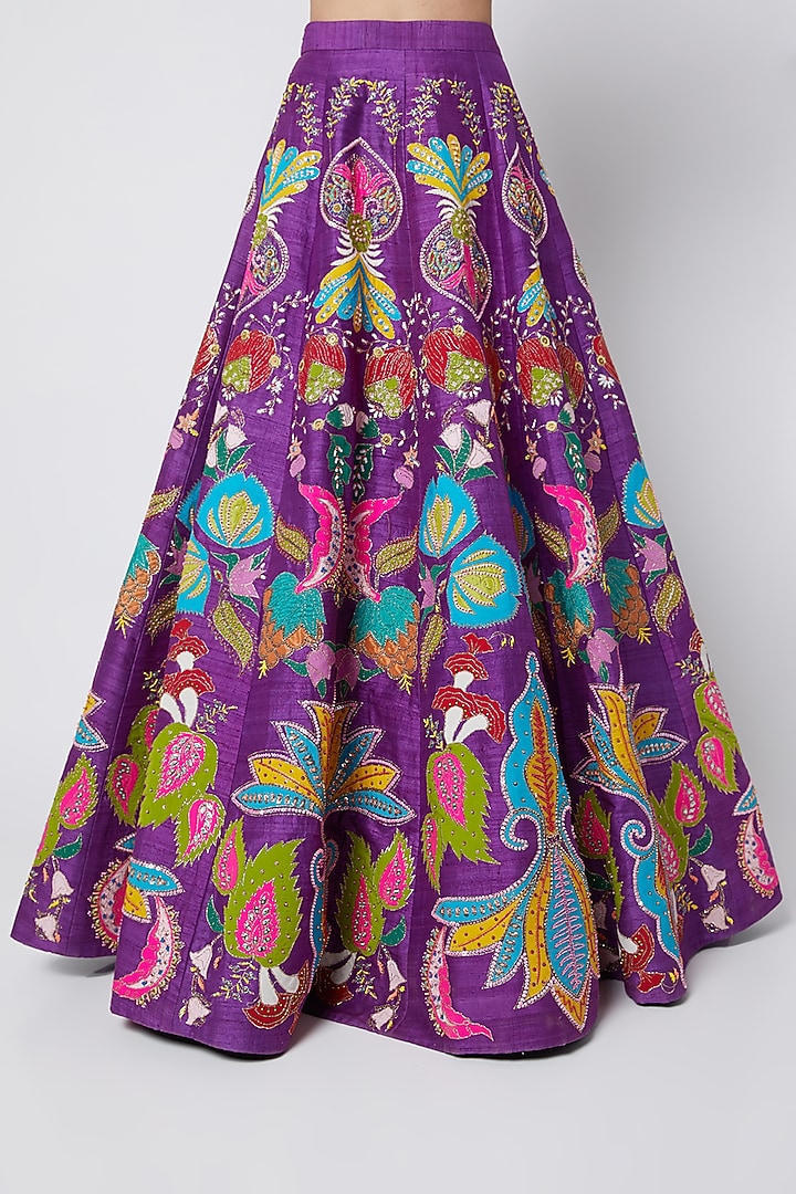 Purple Embellished Bridal Lehenga Set by Aisha Rao at Pernia's Pop Up Shop
