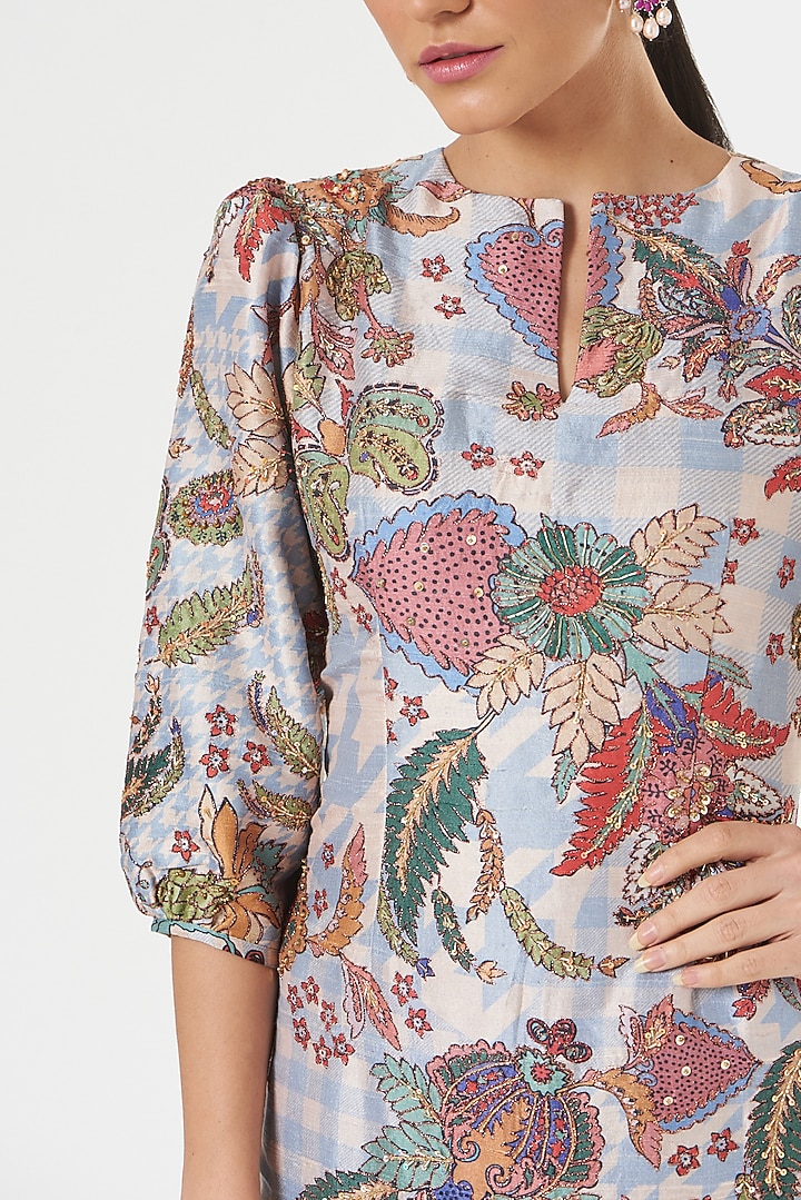 Light Blue Printed Kurta Set by Aisha Rao at Pernia's Pop Up Shop