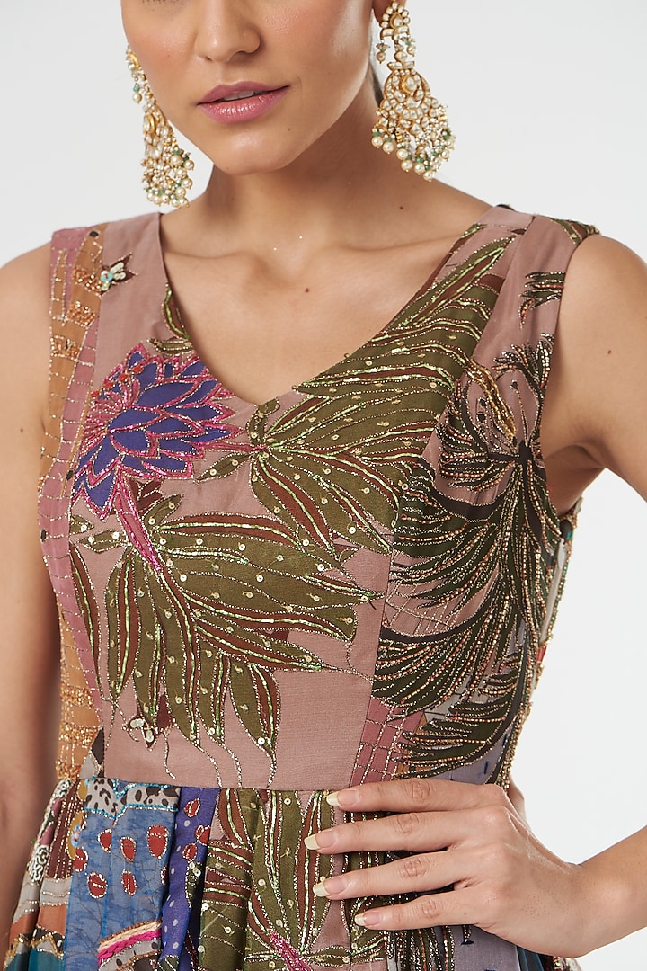 Peach Printed Wedding Gown by Aisha Rao at Pernia's Pop Up Shop