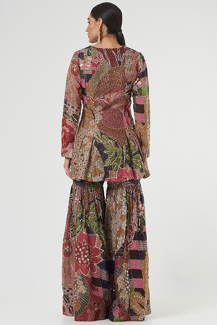 Multi-Colored Printed Bridal Sharara Set by Aisha Rao at Pernia's Pop Up Shop
