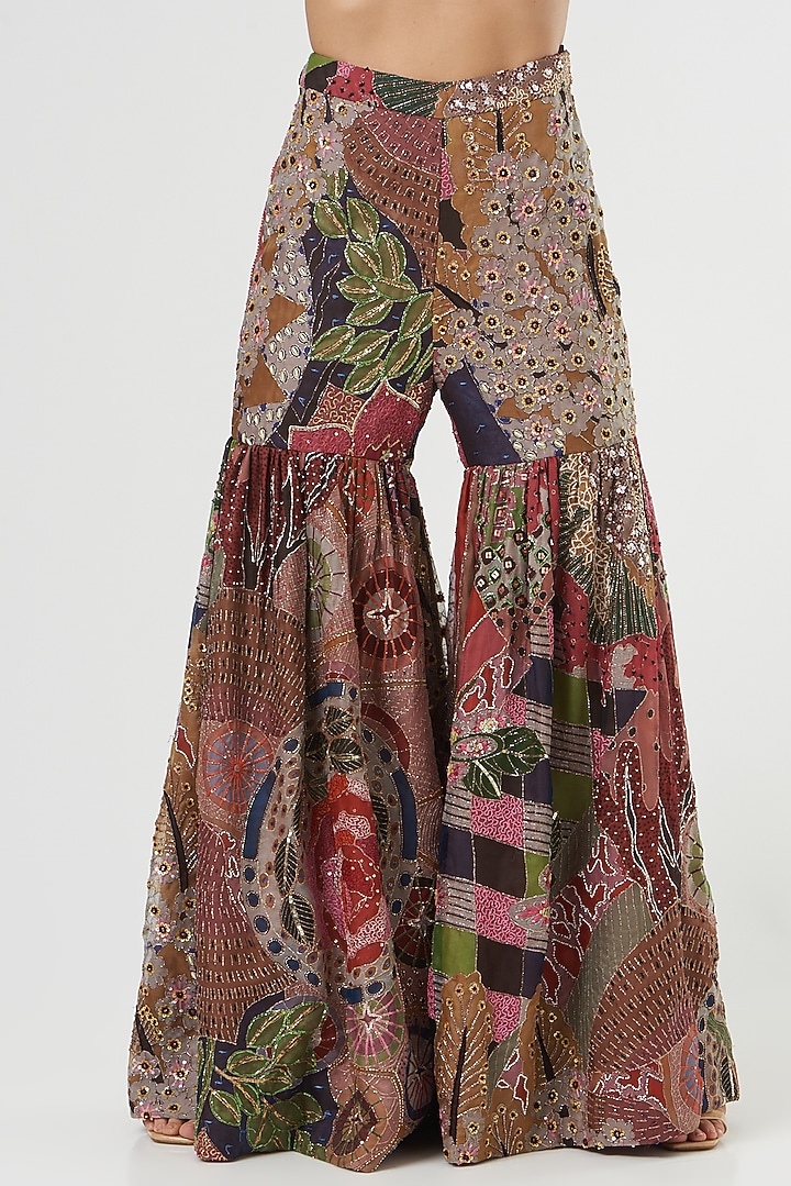 Multi-Colored Printed Bridal Sharara Set by Aisha Rao at Pernia's Pop Up Shop